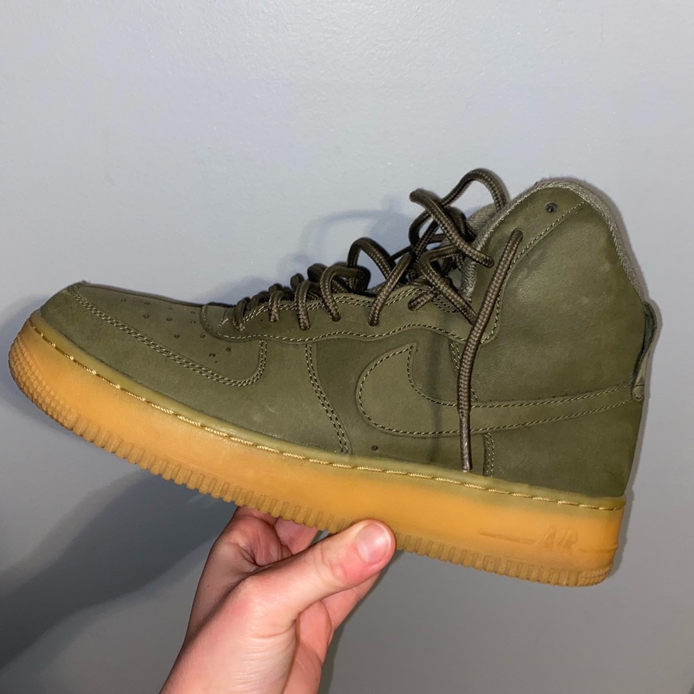 Air Force 1 High Top Olive Green Shoes Sneakers Streetwear Size 7Y